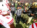 September 7, 2019: The refereee explains the coin toss to Nebraska and Colorado players before the game at Folsom Field in Boulder, CO. Derek Regensburger/CSM.