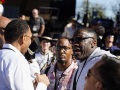 September 09, 2023: Former NFL tight end Shannon Sharpe chats with TV commentator Stephen A. Smith before the football game between Colorado and Nebraska in Boulder, CO. Derek Regensburger/CSM.