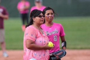 Softball player and her mother