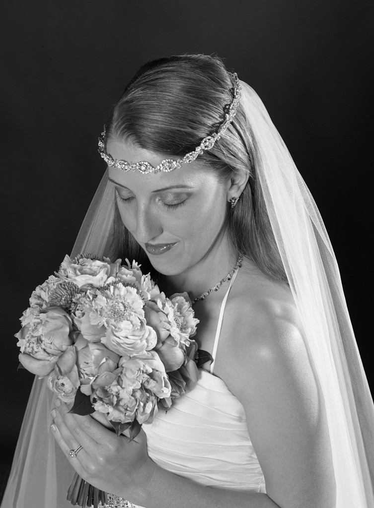 bridal portrait, black and white